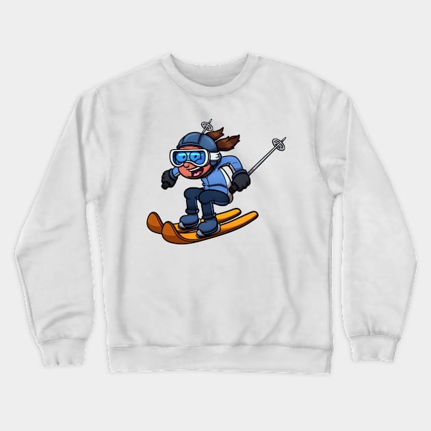 Skiing Girl Crewneck Sweatshirt by TheMaskedTooner